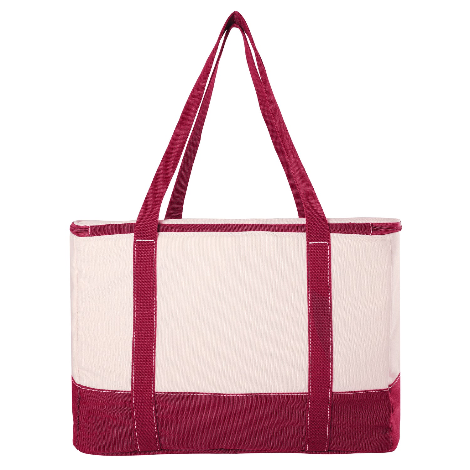 Lands' End Rectangular Large Cooler Bag Insulated 8 Gal, Canvas Soft Cooler with Tote Handles and Zip Closure (Red) - Red