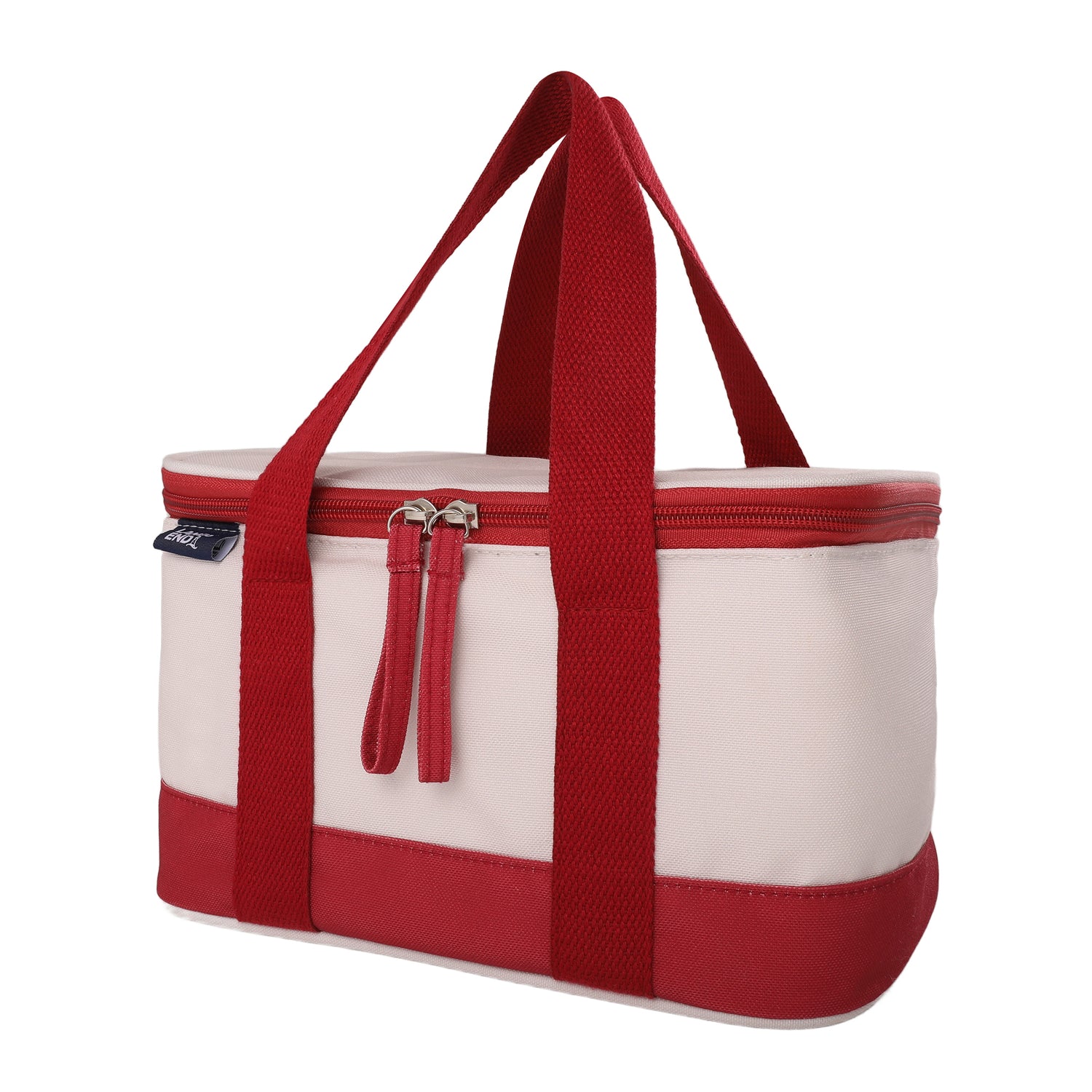 Lands' End Rectangular Small Cooler Bag Insulated 1.5 Gal, Canvas Soft Cooler with Tote Handles and Zip Closure (Red) - Red