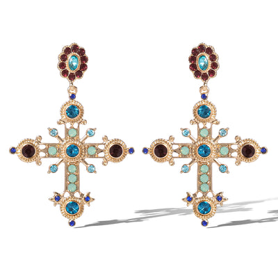 Jessica Simpson Boho Luxe Cross Drop Earrings