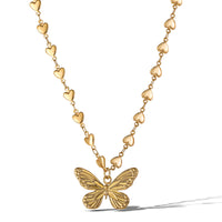 Jessica Simpson Heart Chain Butterfly Pendant Necklace