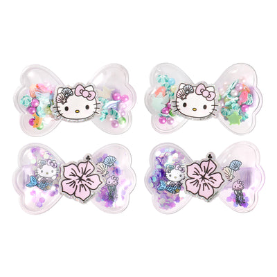 Hello Kitty Mermaid Hair Clips 4-Piece Set Official License, Snap Back Shaker Hair Clips, Sanrio Accessories