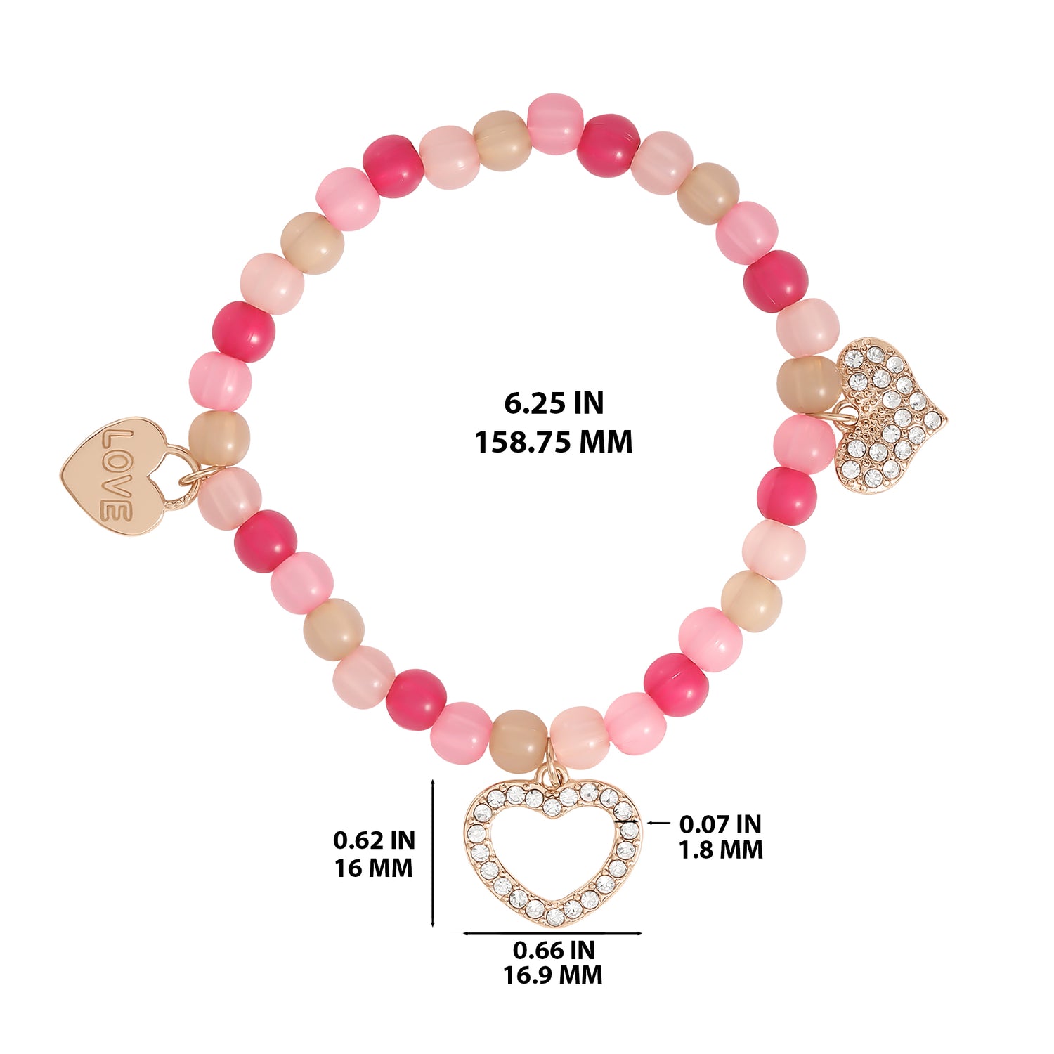 Jessica Simpson Kids Pink Heart Charm Bracelet & Earrings Set