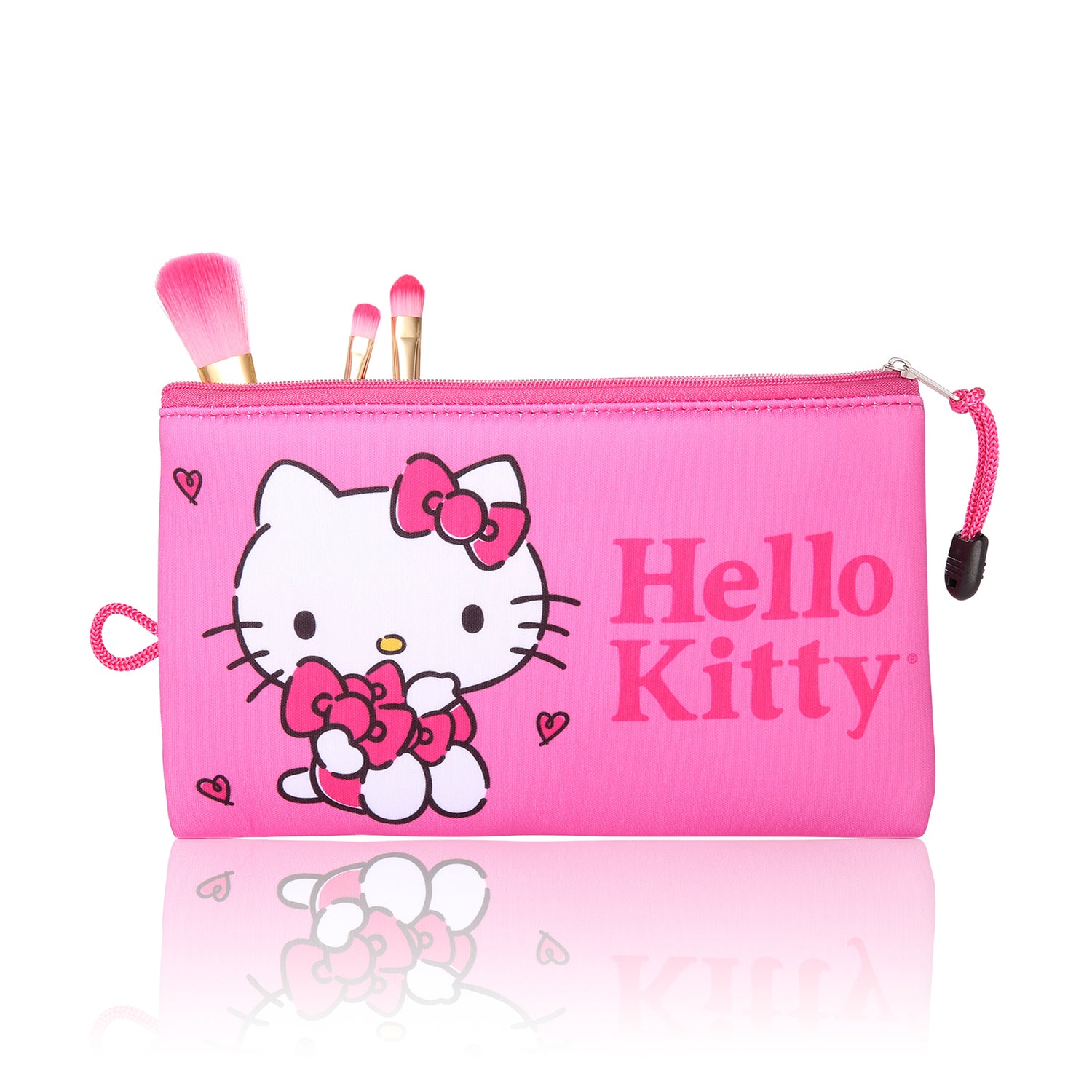 Hello Kitty Makeup Bag Official License, Pink Neoprene Zip Pouch for Travel, Sanrio Travel Gifts