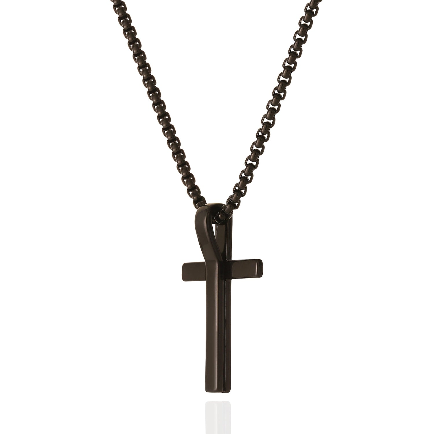 Lucky Brand Stainless Steel Cross Necklace for Men 22", Two-Tone Pendant Necklace, Cross Jewelry