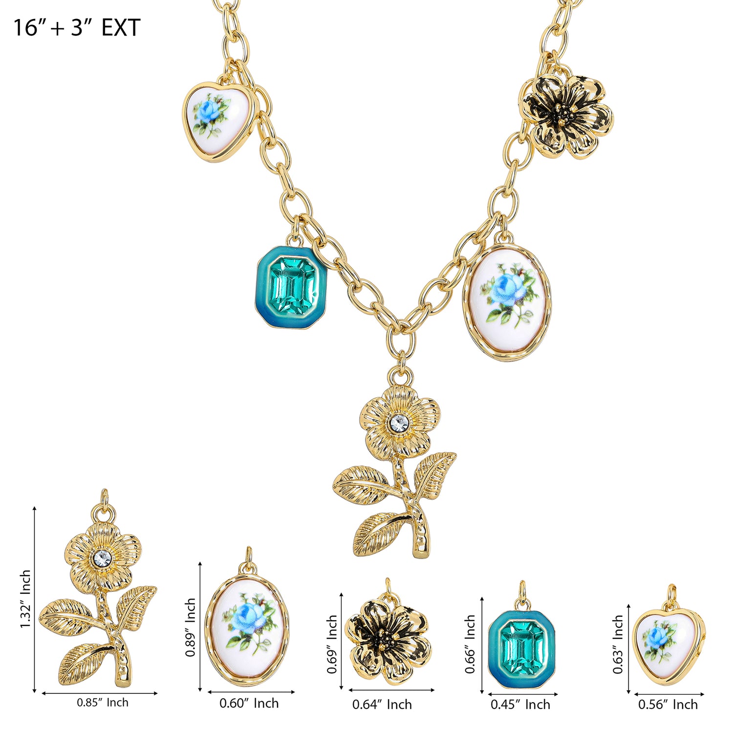 Celebrity Pink Gold-Tone Necklace for Women with 5 Pendants