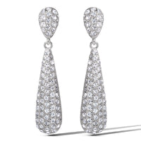 JS Jessica Simpson Pave Teardrop Linear Earrings in Silver-Tone