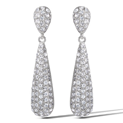 Jessica Simpson Pave Teardrop Linear Earrings in Silver-Tone