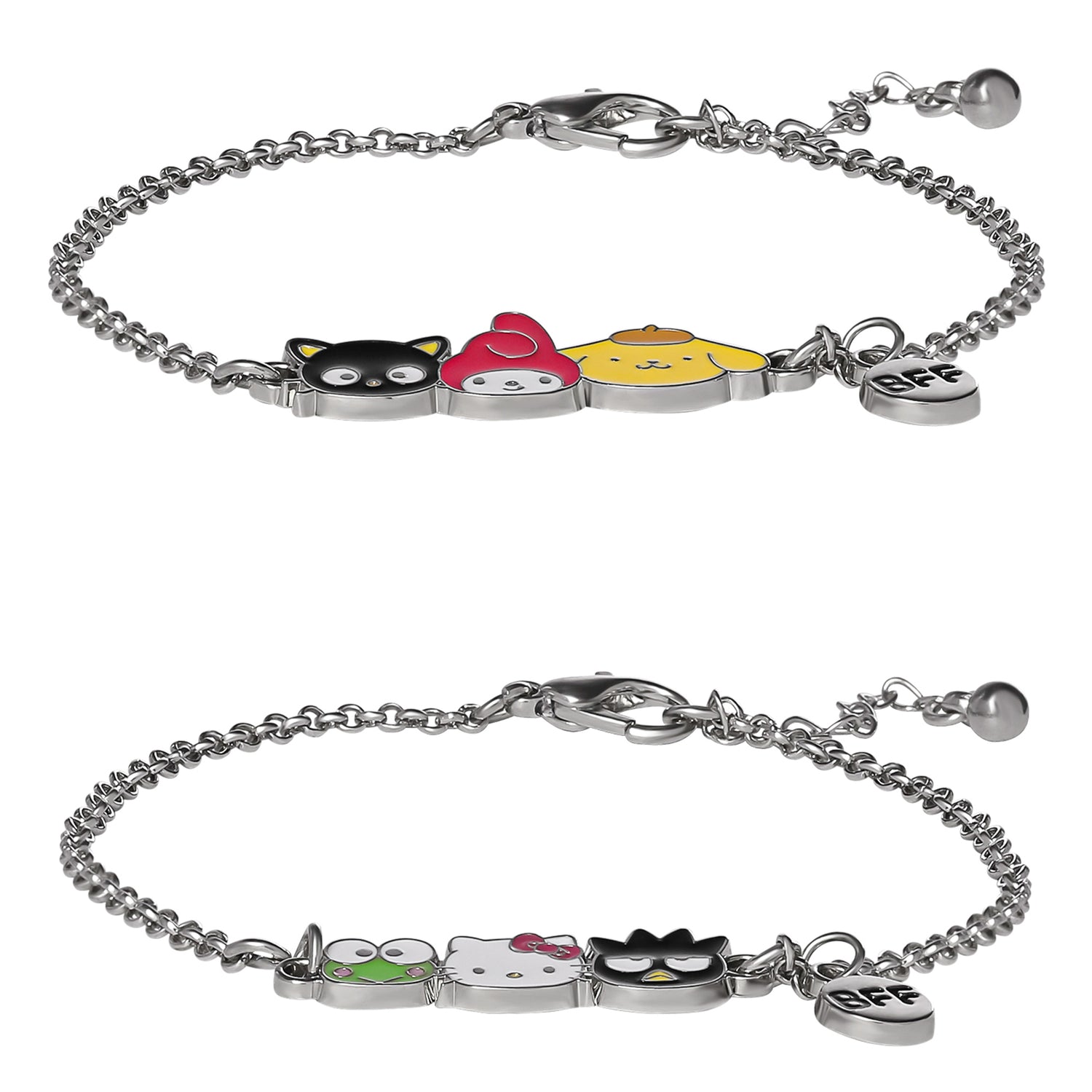 SALLY ROSE Hello Kitty and Friends Friendship Bracelet Set of 2 Official License, Fashion Sanrio Bracelets with BFF Charm