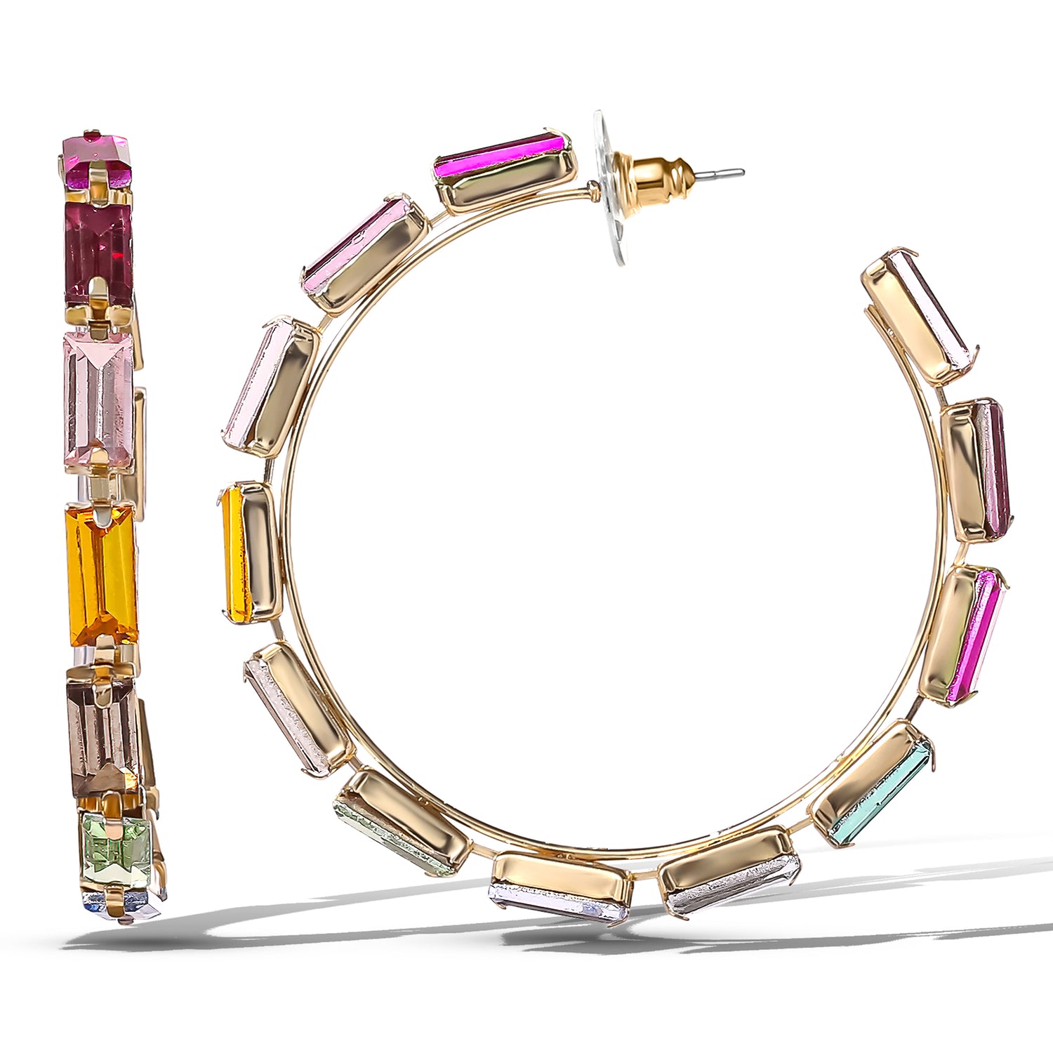 Jessica Simpson Multicolor Gemstone Hoop Earrings