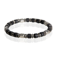 Lucky Brand Stretch Beaded Bracelets for Men, Lava, Hematite & Labradorite