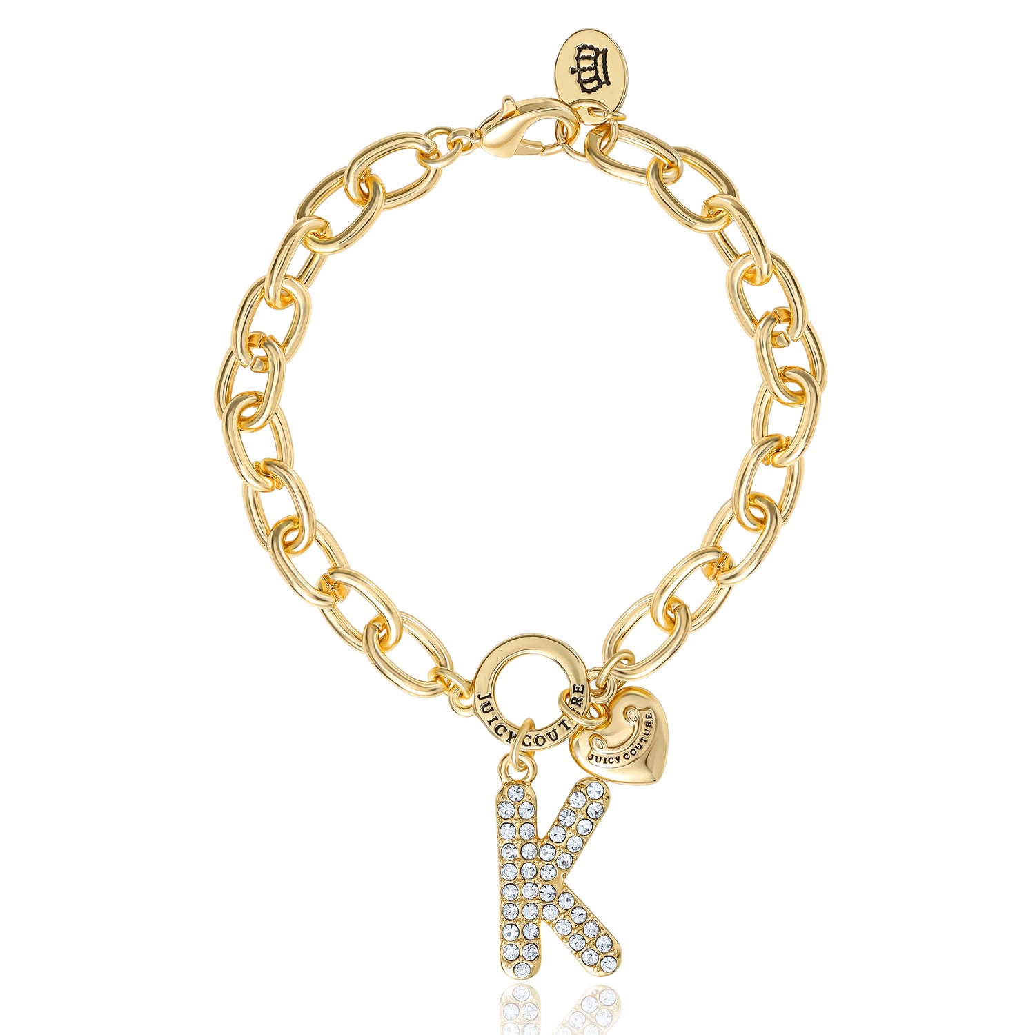 Juicy Couture Pavé Initial Charm Bracelet - 7.5'' Gold Tone Link