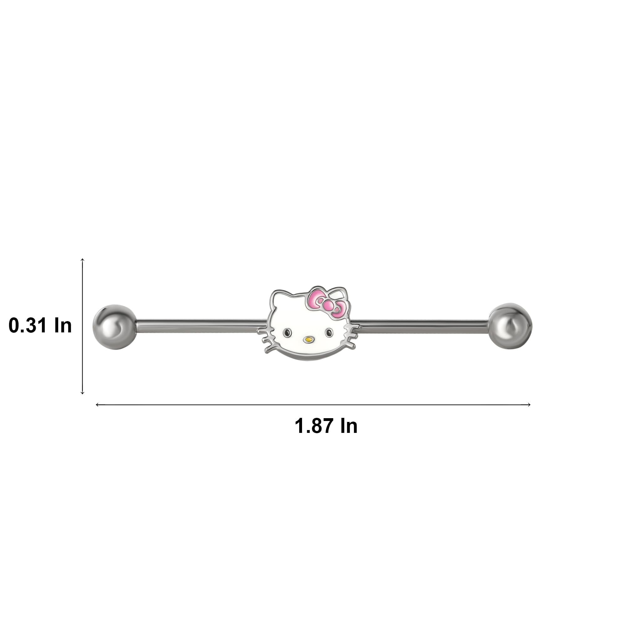HELLO KITTY BARBELL WITH BRASS DANGLE CARTILAGE EARRING
