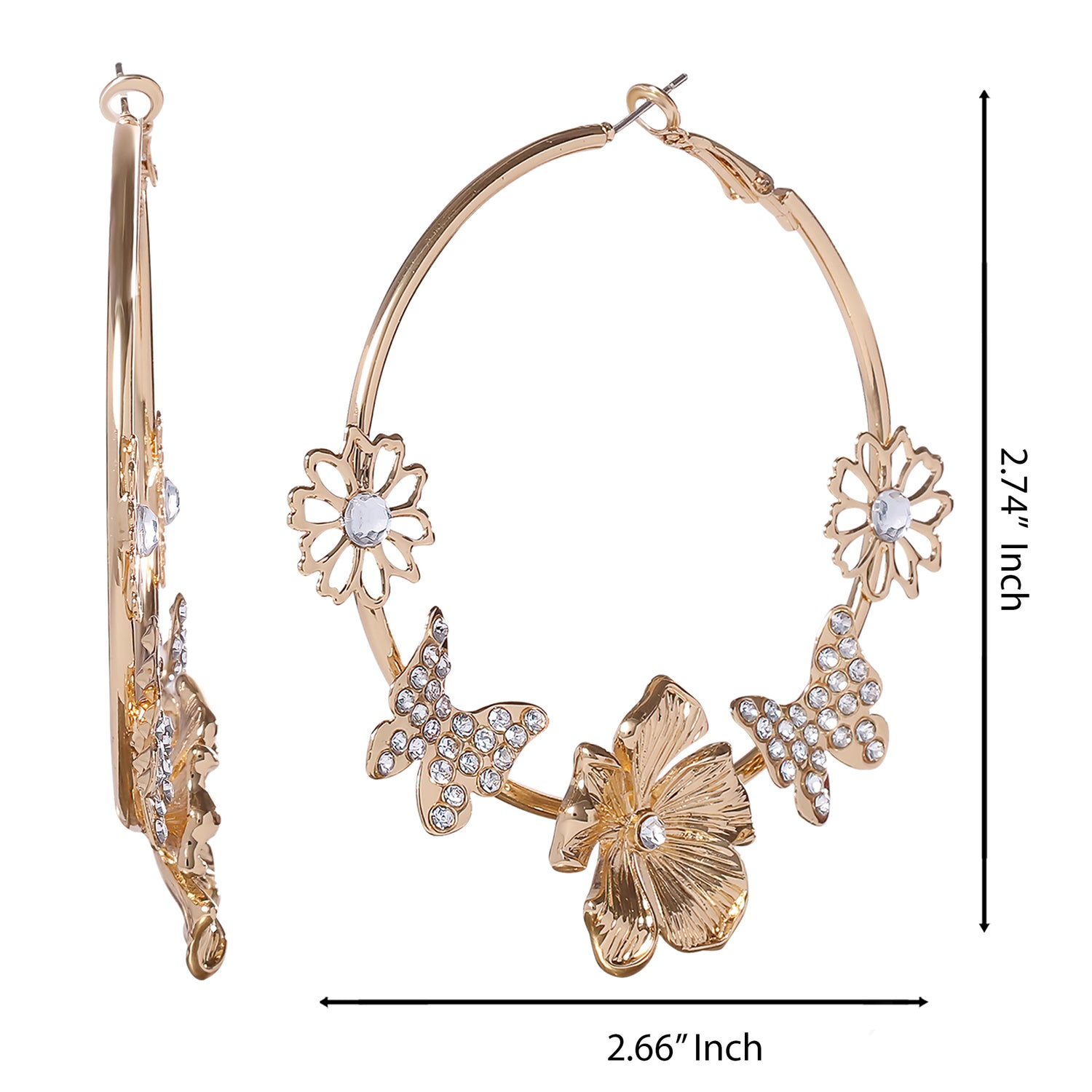 JS Jessica Simpson Floral Butterfly  Hoop Earrings