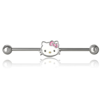 HELLO KITTY BARBELL WITH BRASS DANGLE CARTILAGE EARRING