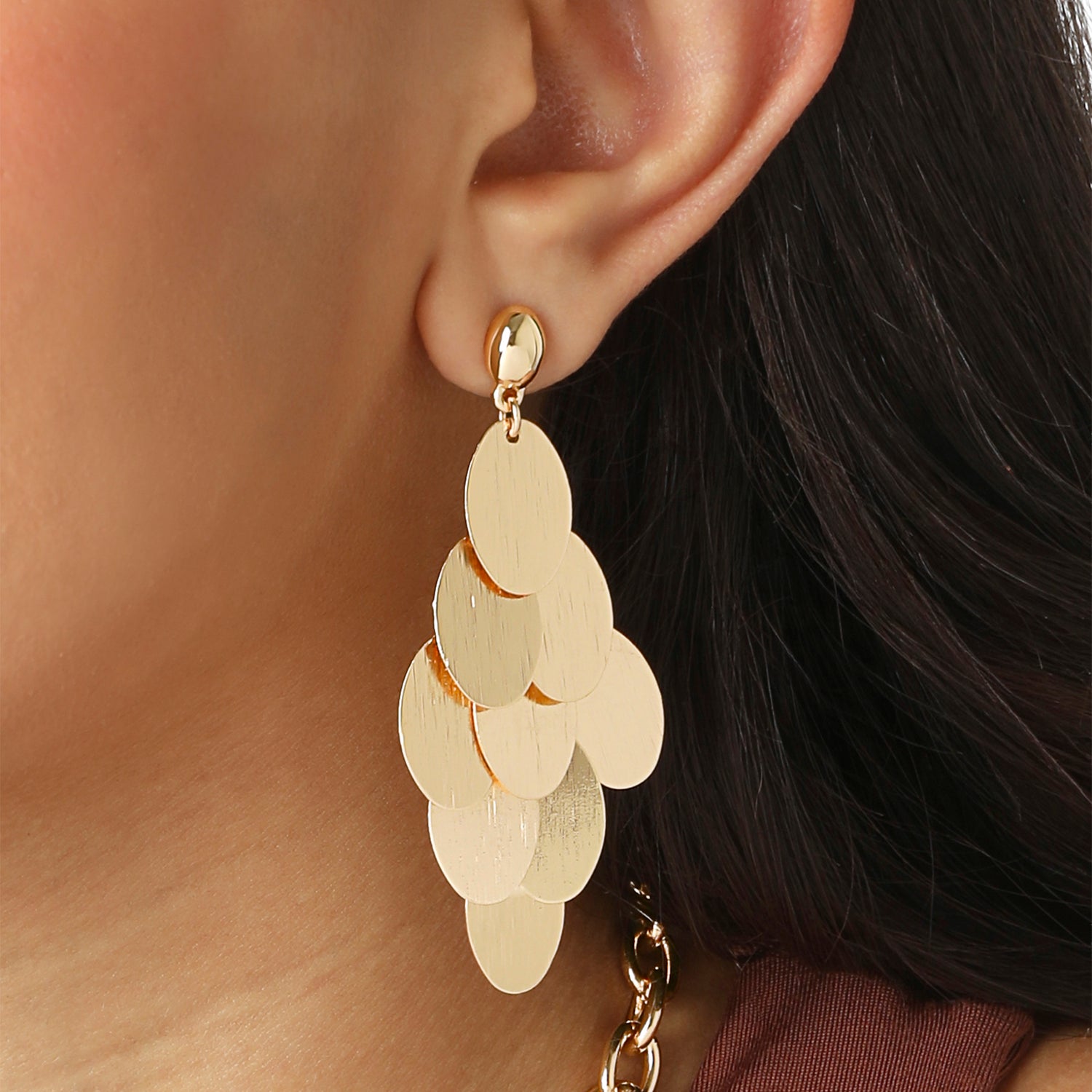 Jessica Simpson Dangling Petal Earrings Gold-Tone, Large Drop Earrings for Women