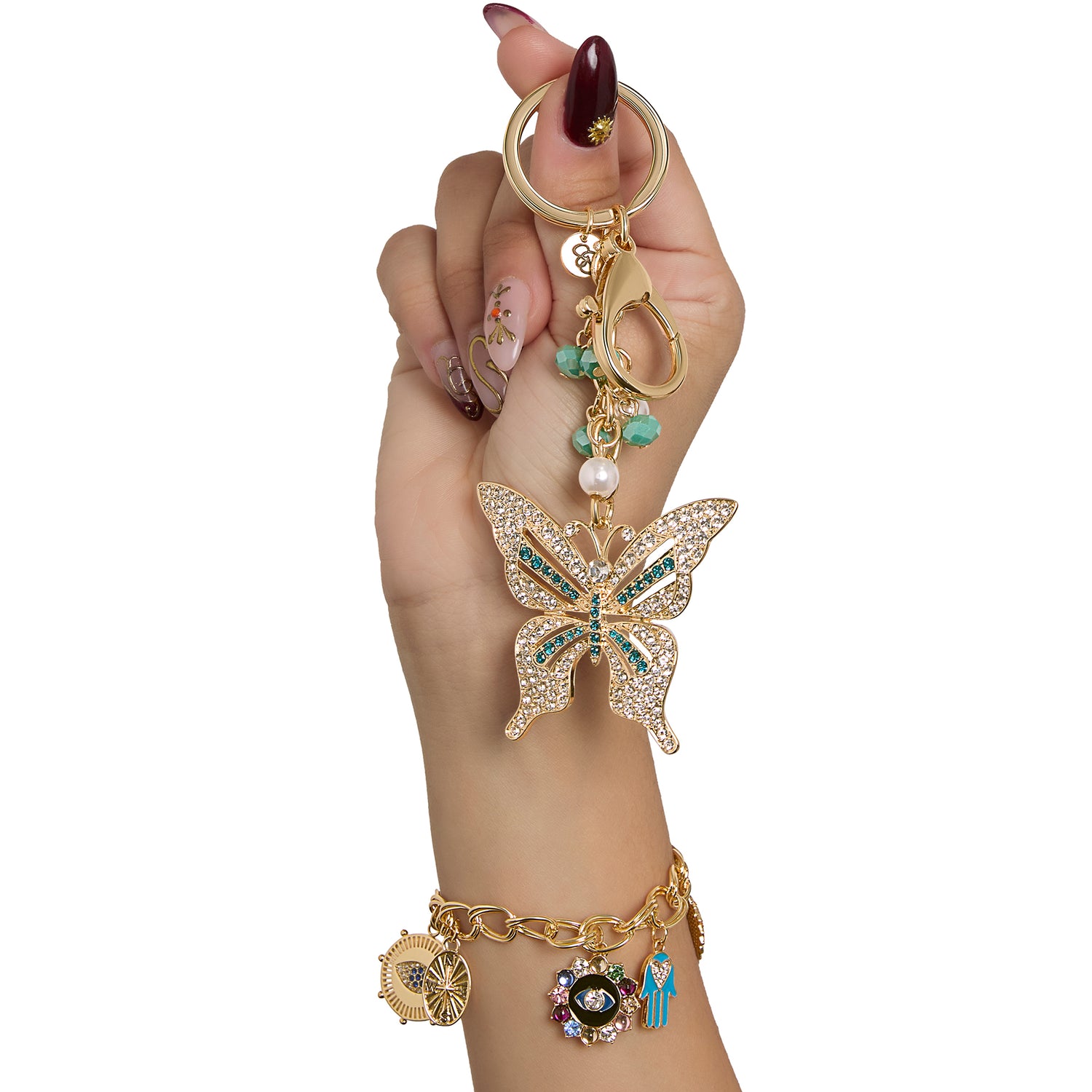 Jessica Simpson Pave Crystal Butterfly Keychain