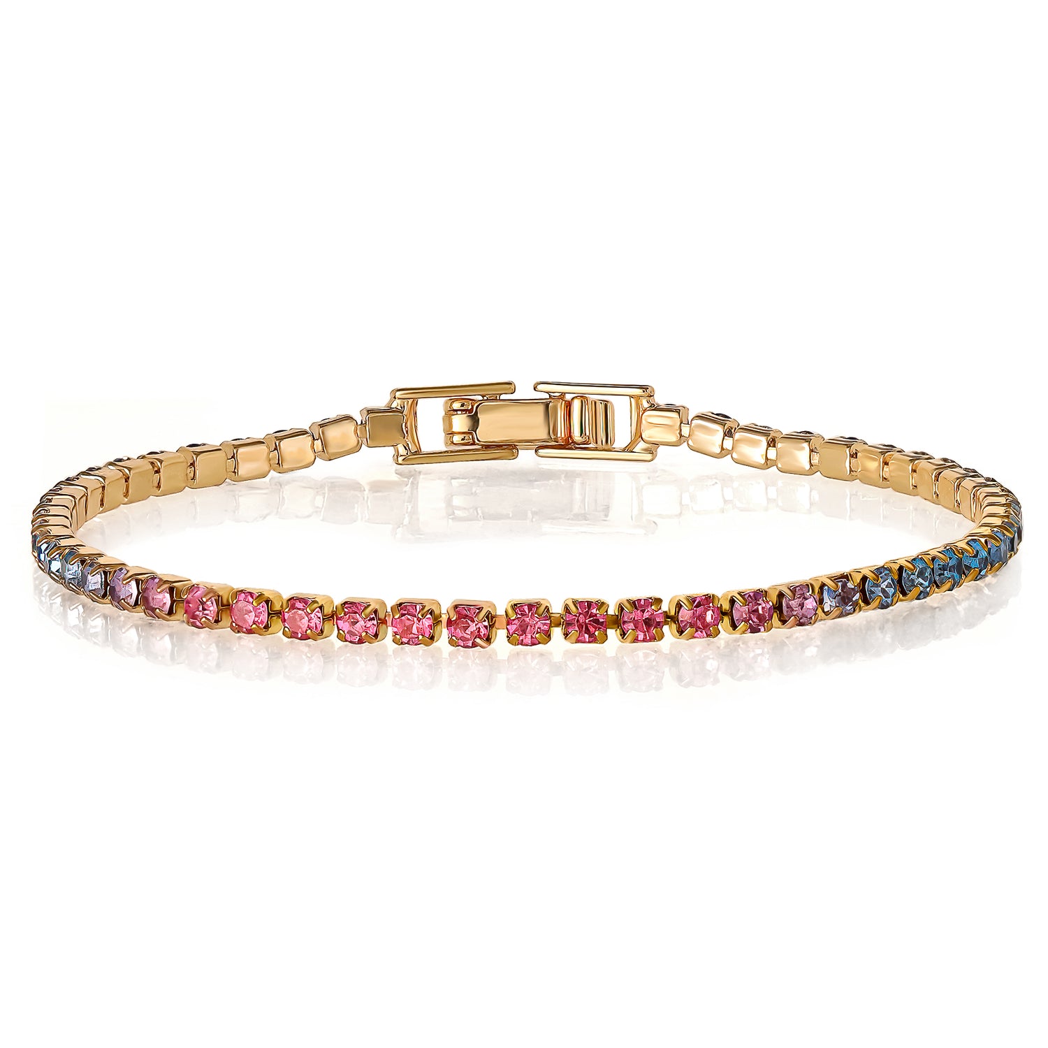 Jessica Simpson Colorful Crystal Tennis Bracelet Set - Sparkling Stackable Bracelets