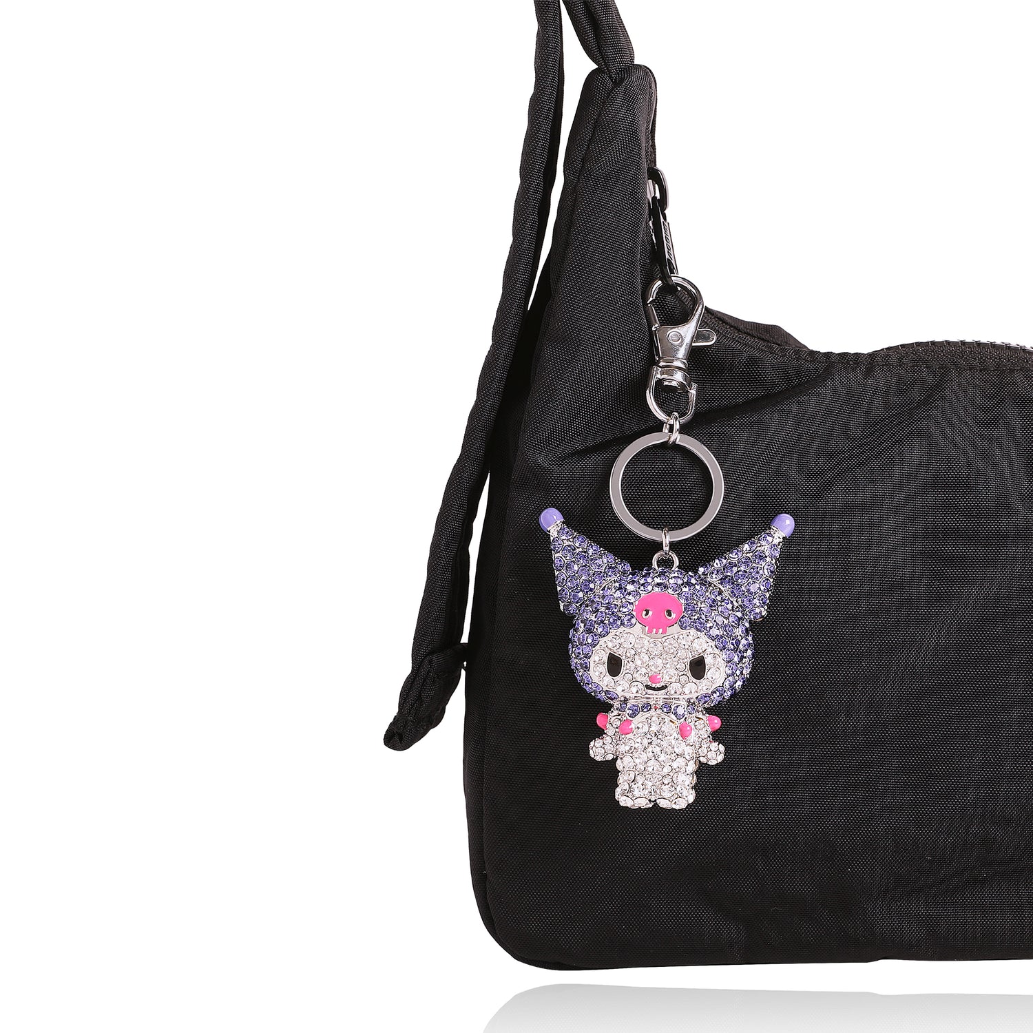 Kuromi Pavé Crystal Keychain Bag Charm – Officially Licensed Sanrio