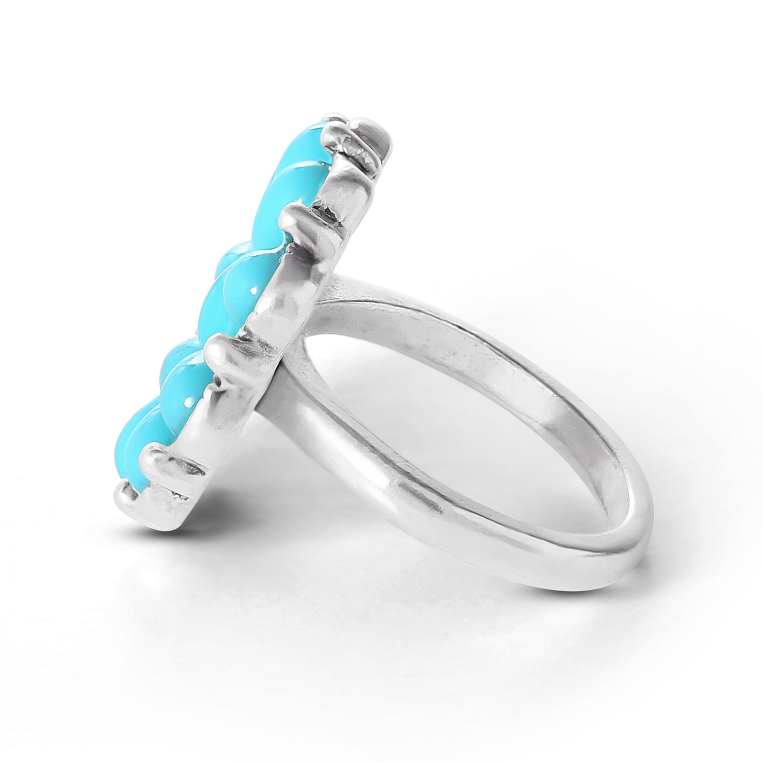 Jessica Simpson Silver-Tone Floral Turquoise Petite Cluster Ring