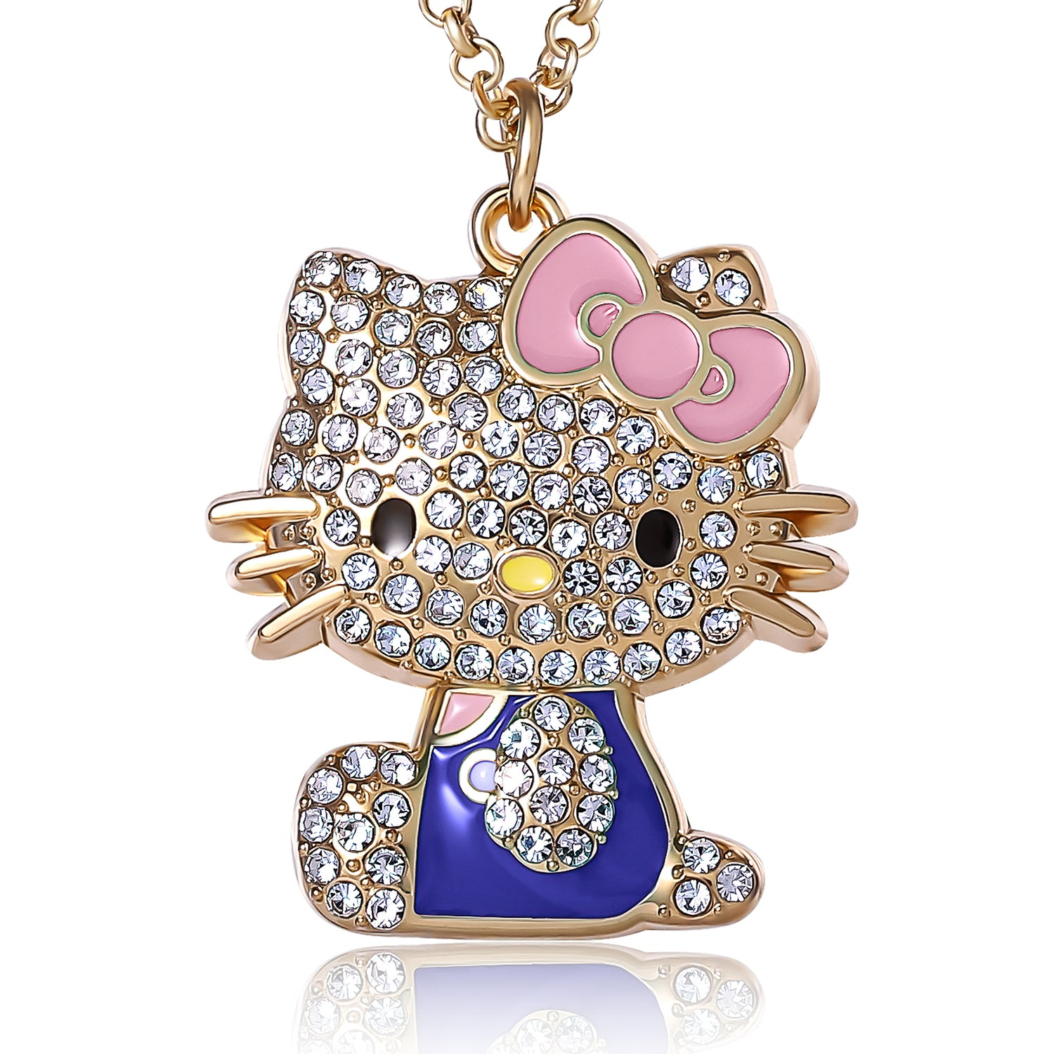 Sanrio Hello Kitty Crystal Pendant Necklace - Gold-Tone with Colorful Enamel Accents