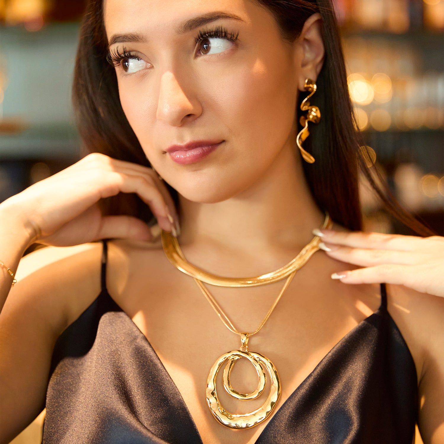 BCBG Layered Spiral Pendant Necklace