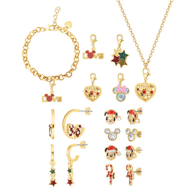 Disney Mickey and Minnie Mouse Love & Friendship Advent Gift Collection: Mix & Match Charms, Earrings, Necklace Christmas Calendar Box Set