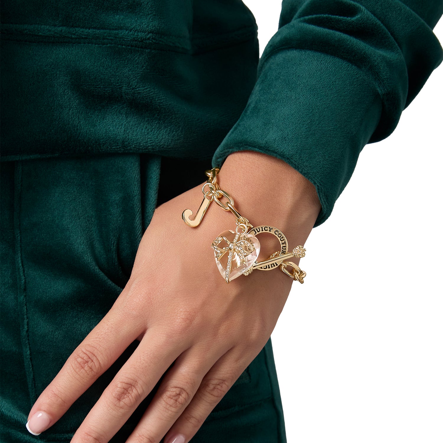 Juicy Couture Heart Stone & J Charm Bracelet