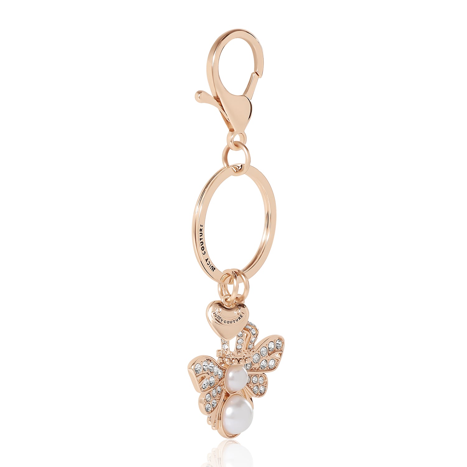 Juicy Couture Queen Bee Keychain With Rhinestones and Faux Pearls, Bee Gifts for Women