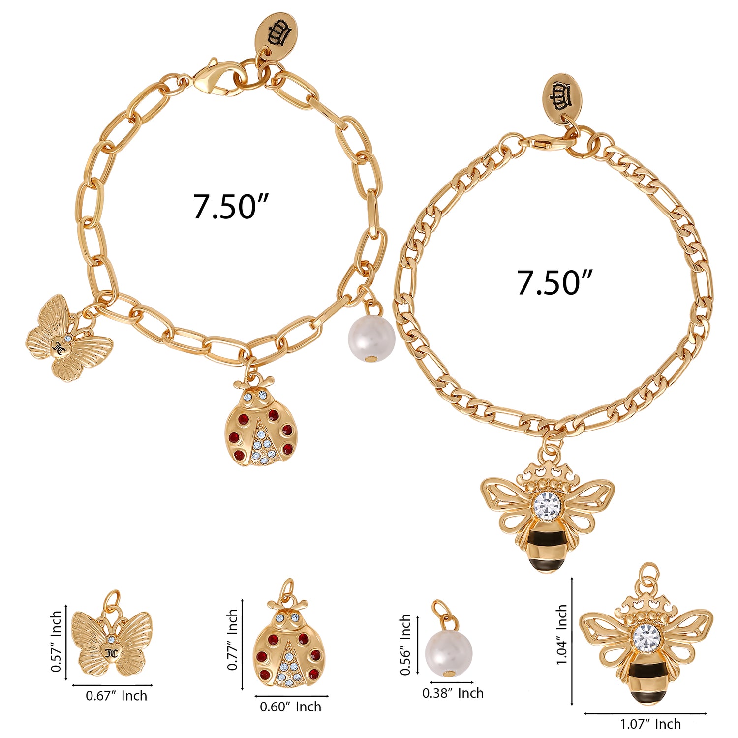 Juicy Couture Gold-Tone Charm Bracelet Duo - Ladybug & Bee
