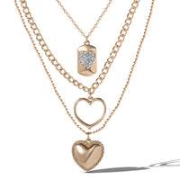 Jessica Simpson Gold-Tone Multi-Charm Heart Layered Necklace Set