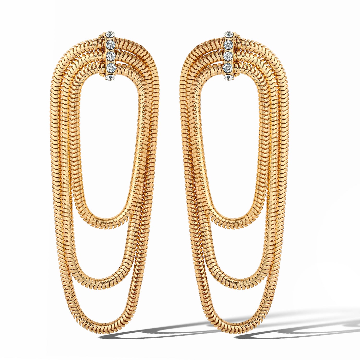 Jessica Simpson Drop Earrings for Women, Layered Coil Gold-Tone Statement Earrings with Crystal Embellishments