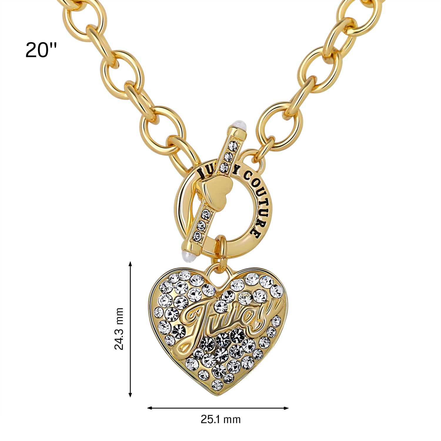Juicy Couture Chunky Necklace, Heart Pendant for Women, 20" Gold-Tone