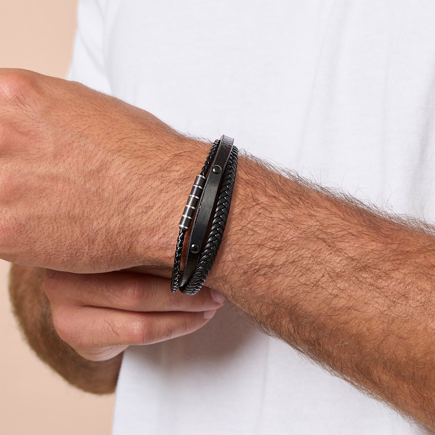 Stainless Steel 3-Row Cord Bracelet