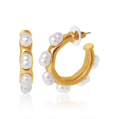 BCBG Pearl Hoop Earrings