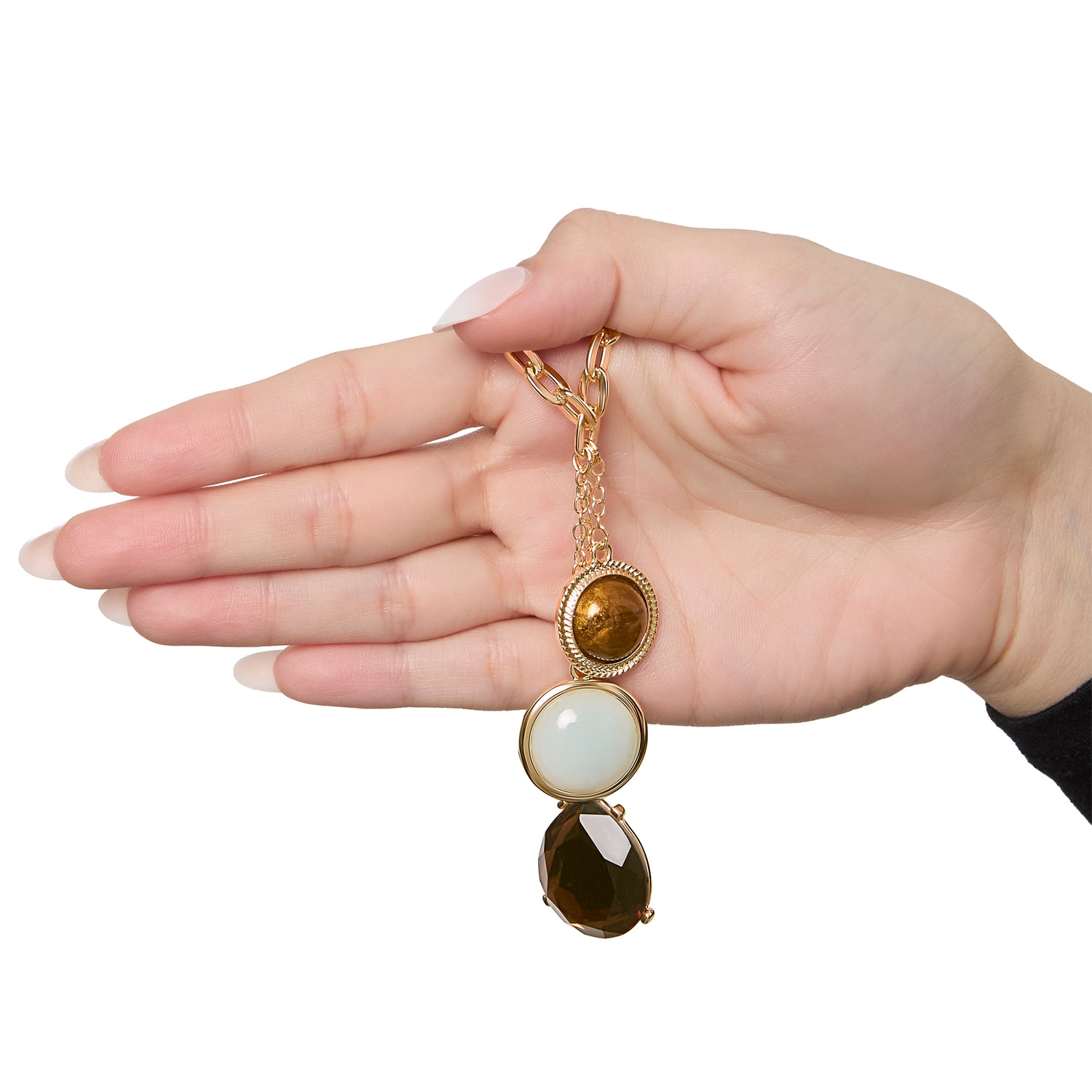 Jessica Simpson Resin Stone Dangle Pendant Necklace for Women, 18"+3" Gold-Tone Statement Necklace