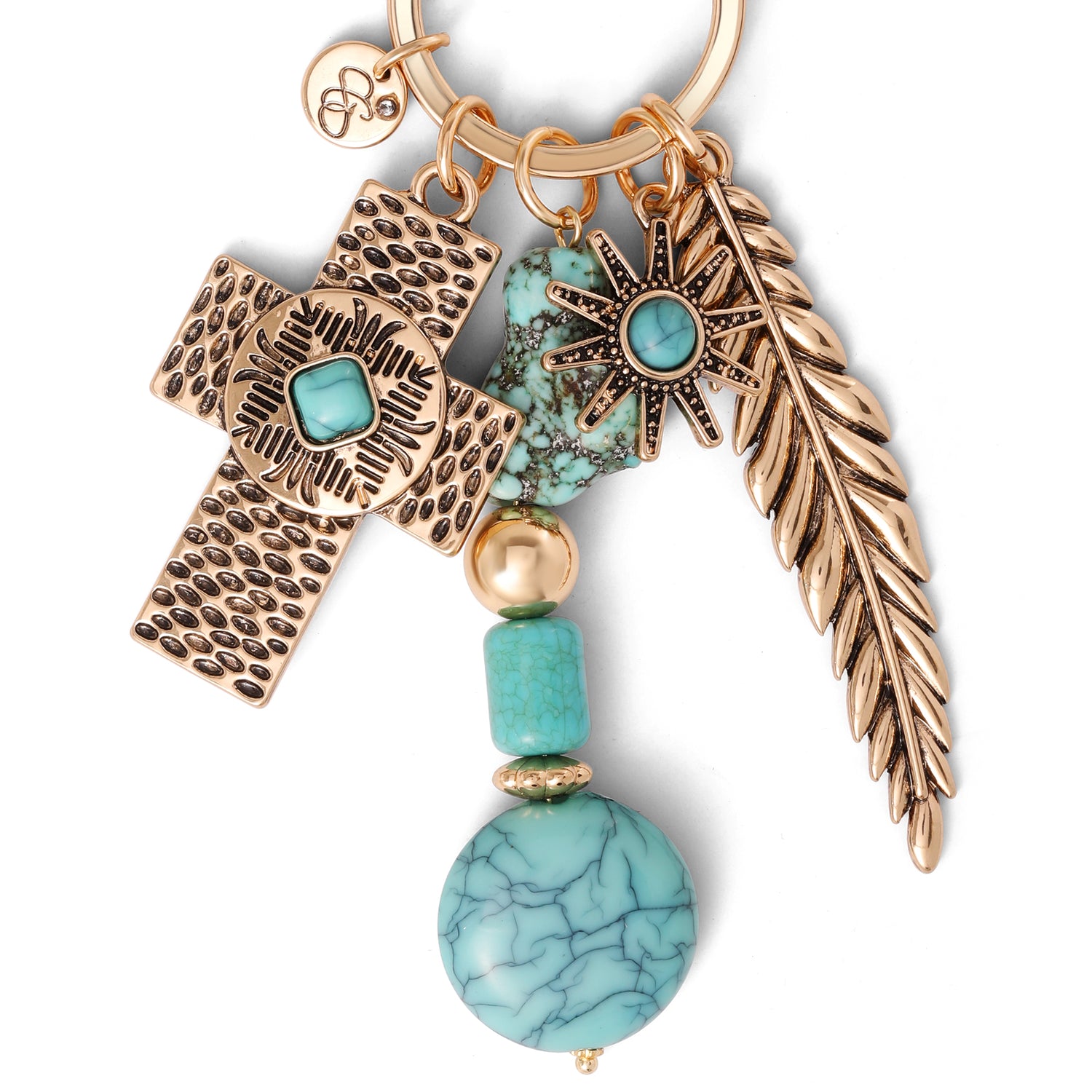 Jessica Simpson Turquoise Bead Keychain with Charms