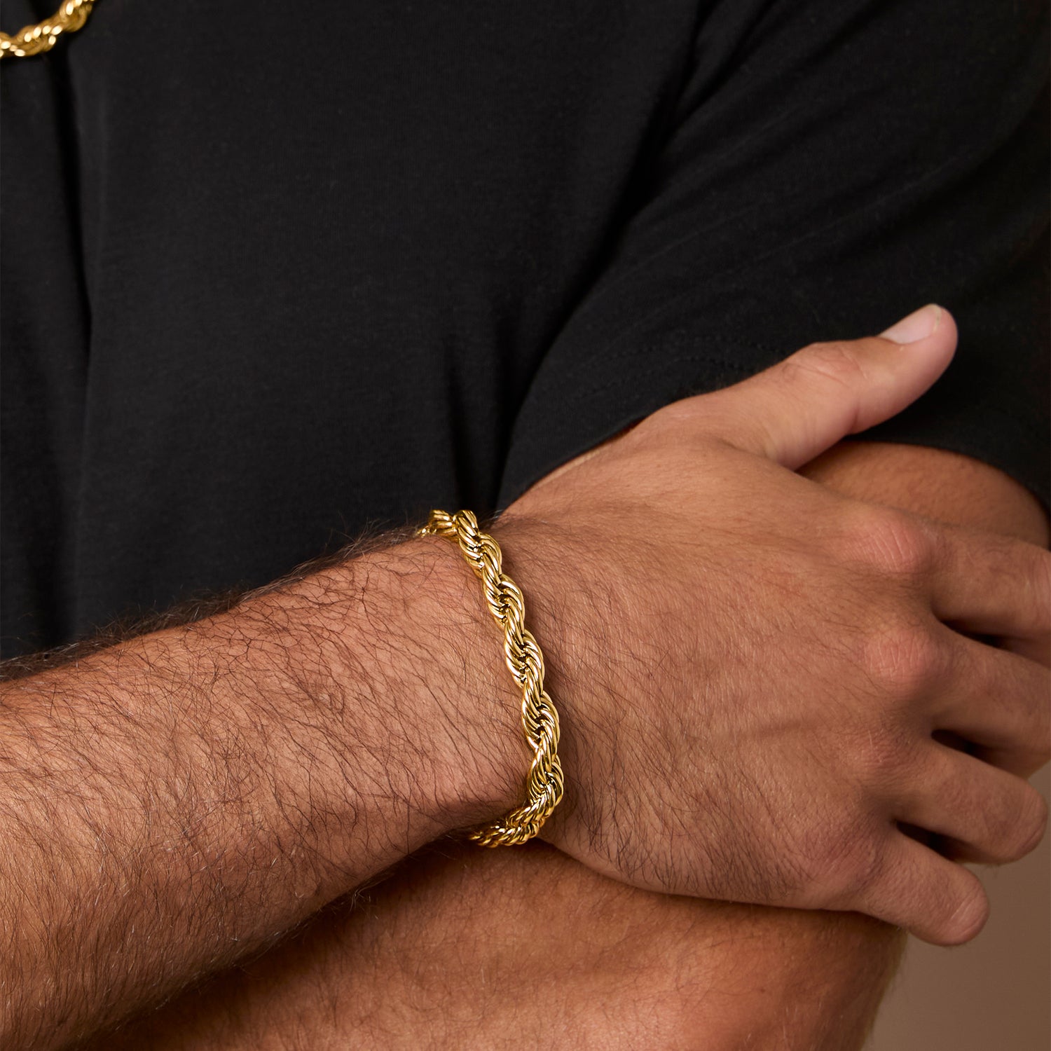 Lucky Brand Mens Gold-Tone Rope Chain Bracelet - 9'' Chain