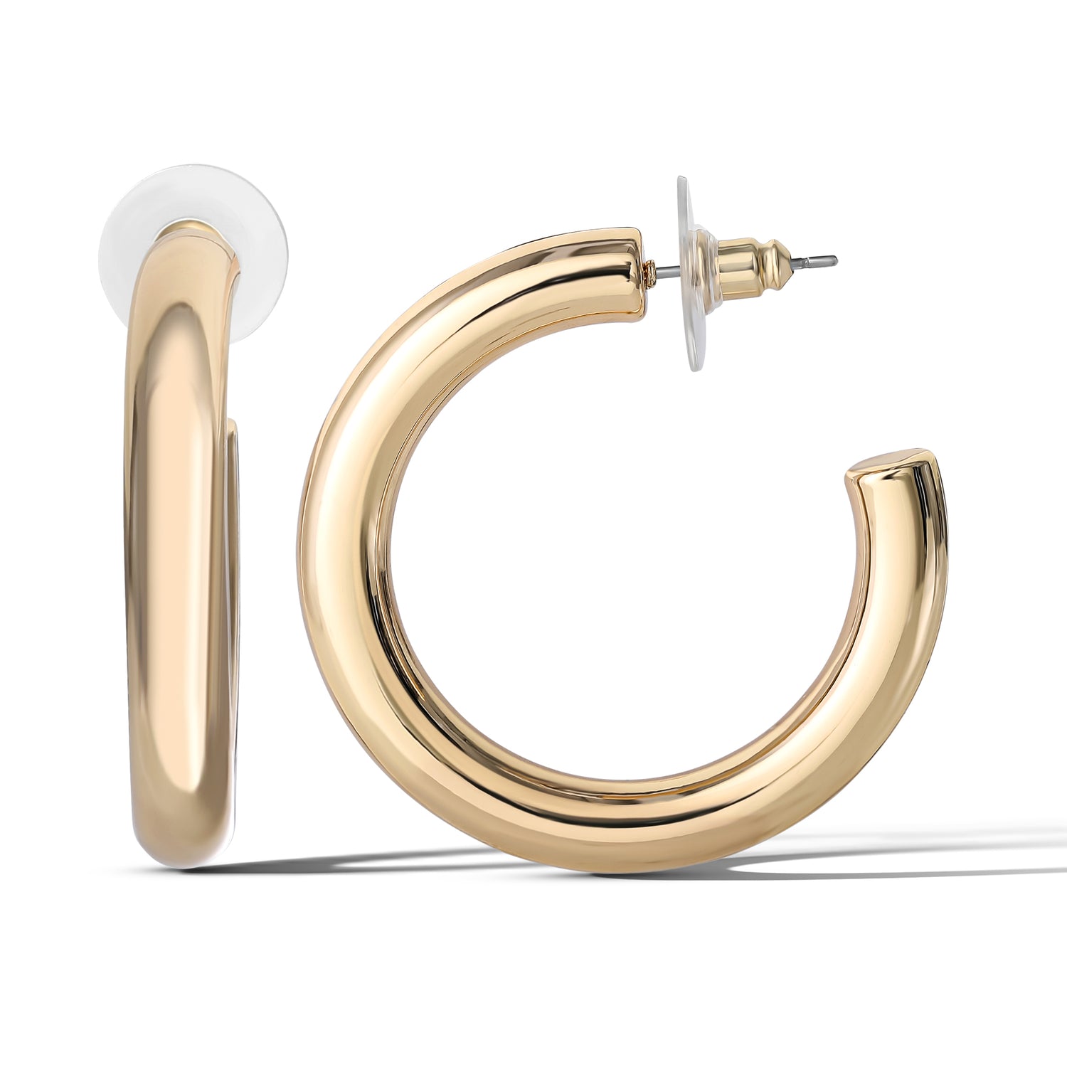 Jessica Simpson Gold-Tone Bold Curved 40 MM Hoop Earrings - Elegant Statement Hoops