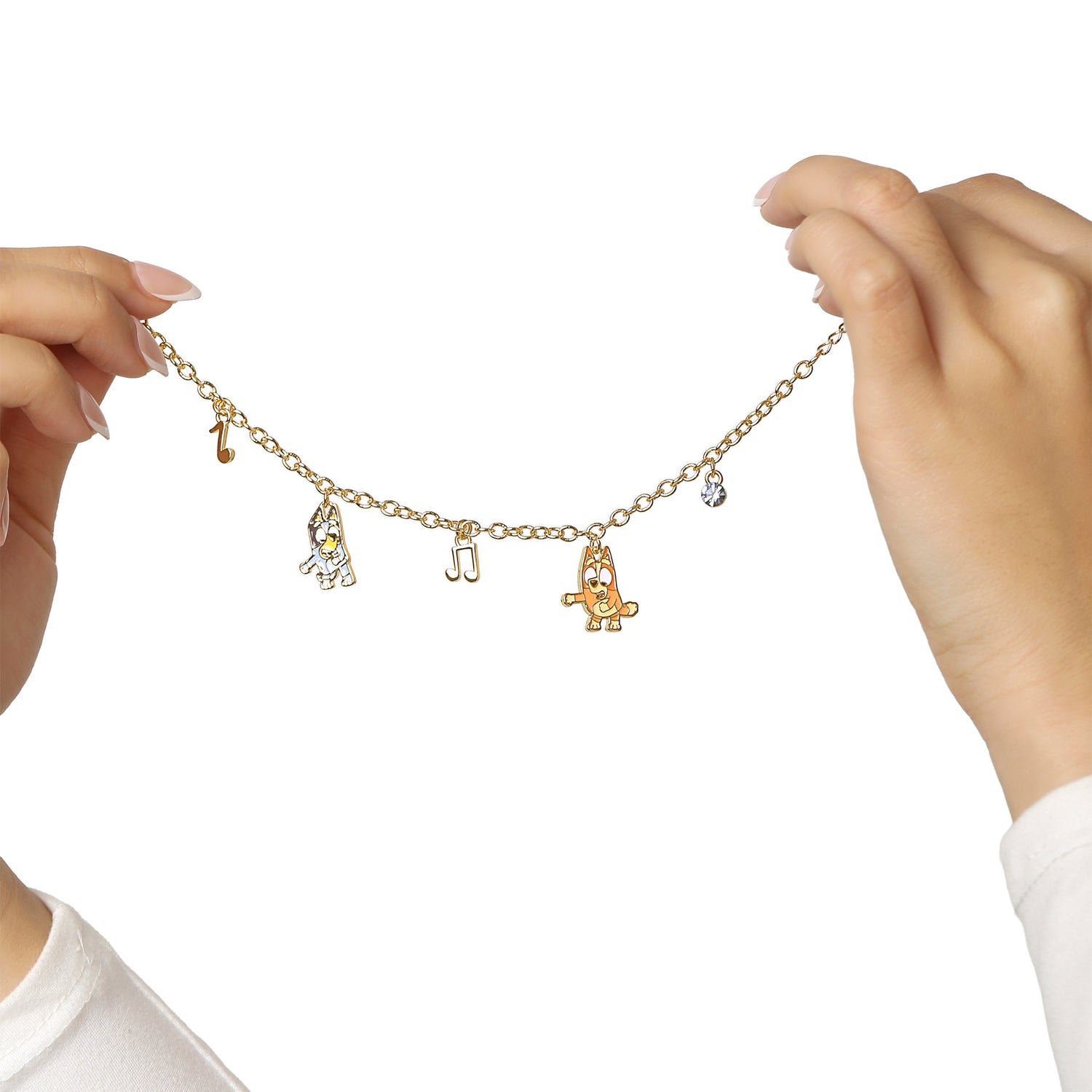 Bluey Bracelet with 5 Charms Official License, 6.75"+.75" - Gold Tone