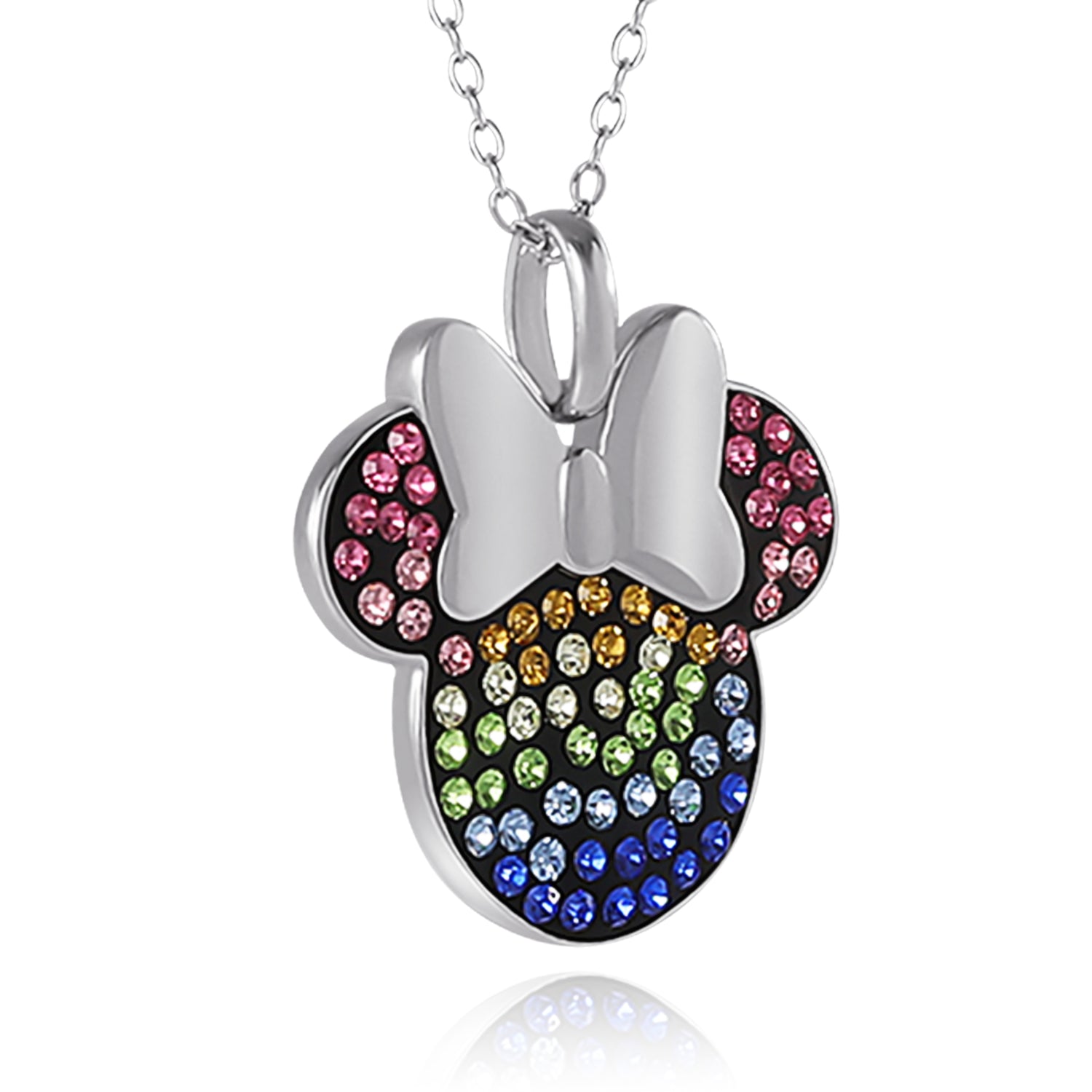 Disney Minnie Mouse Rainbow Crystal Pendant Necklace