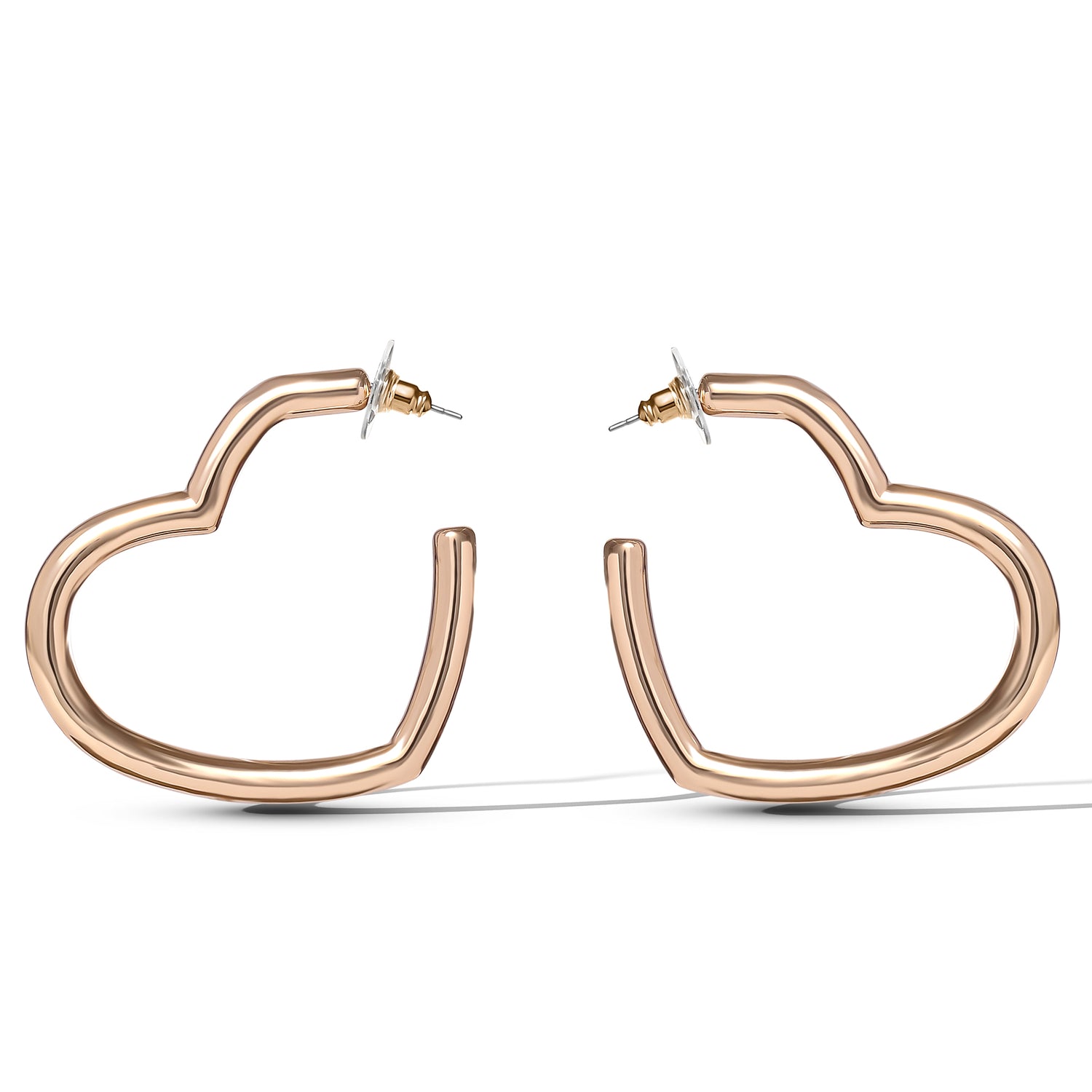 Jessica Simpson Open Heart Thin Wire Hoop Earrings in Gold