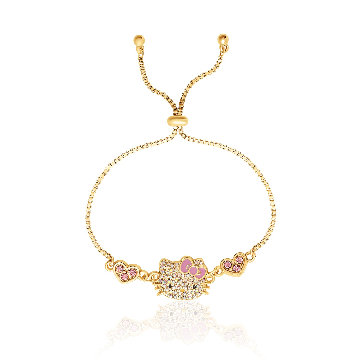 Hello Kitty Adjustable Bracelet with Pave Pink Bow & Crystals