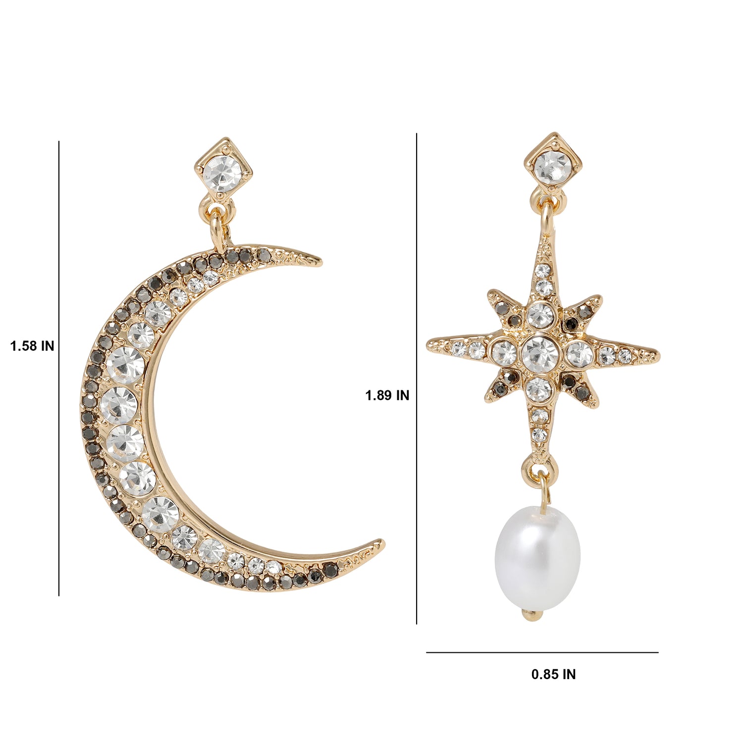 BCBGeneration Mismatch Moon & Star Drop Earring