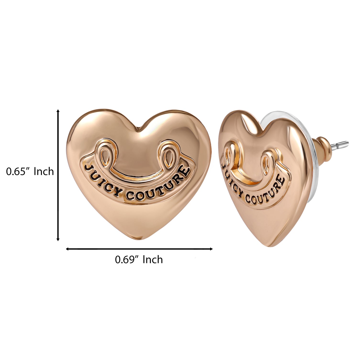 Juicy Couture Logo Heart Stud Earrings with Stone Embellishments