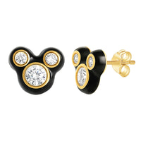 Disney Mickey Mouse Cubic Zirconia and Enamel Stud Earrings, Flash-Plated Earrings Official License