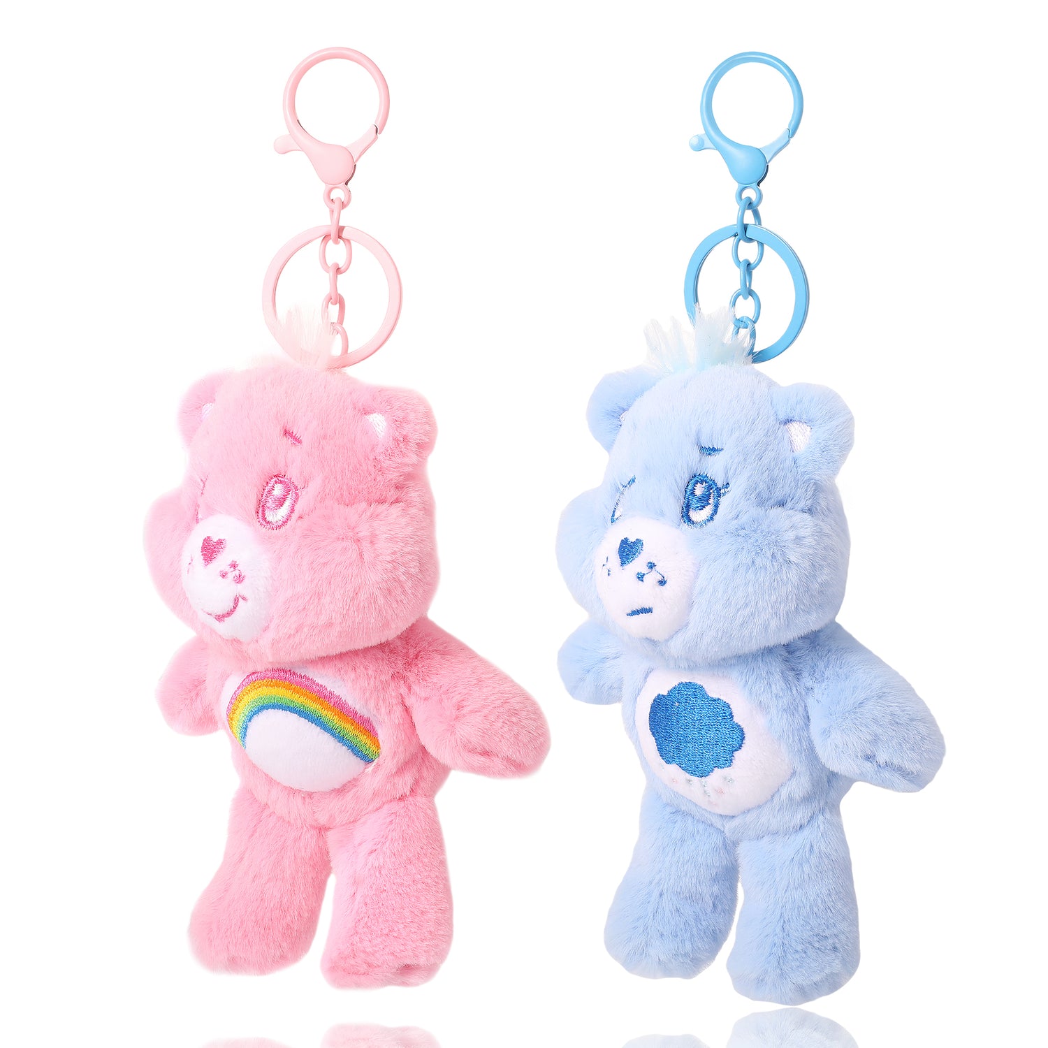 SALLY ROSE Care Bears Plush Keychain Set of 2, Cheer and Grumpy Bear Key Chain, Bag Charms for Backpack and Purse, Care Bear Gifts