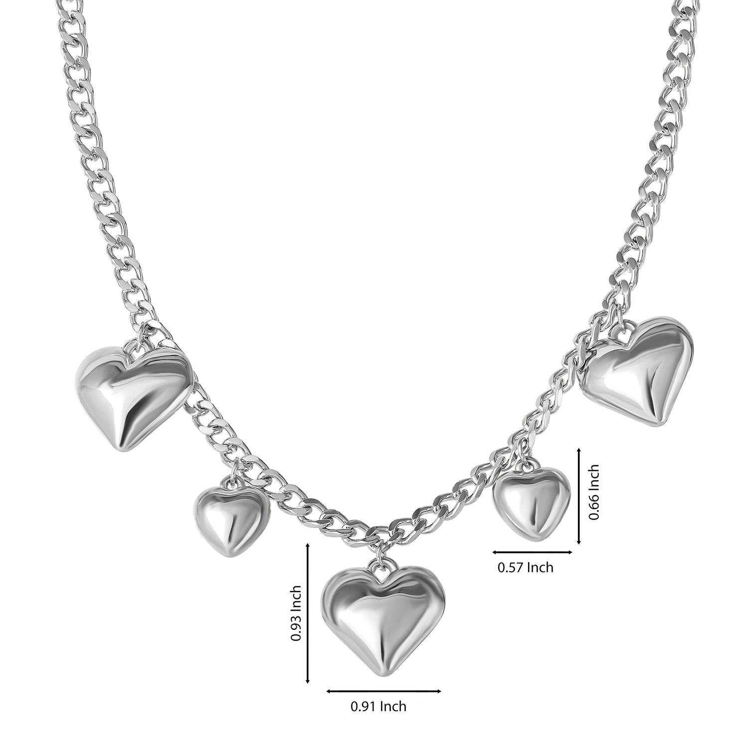 JS Jessica Simpson Heart Pendant Necklace for Women 16" Silver Tone