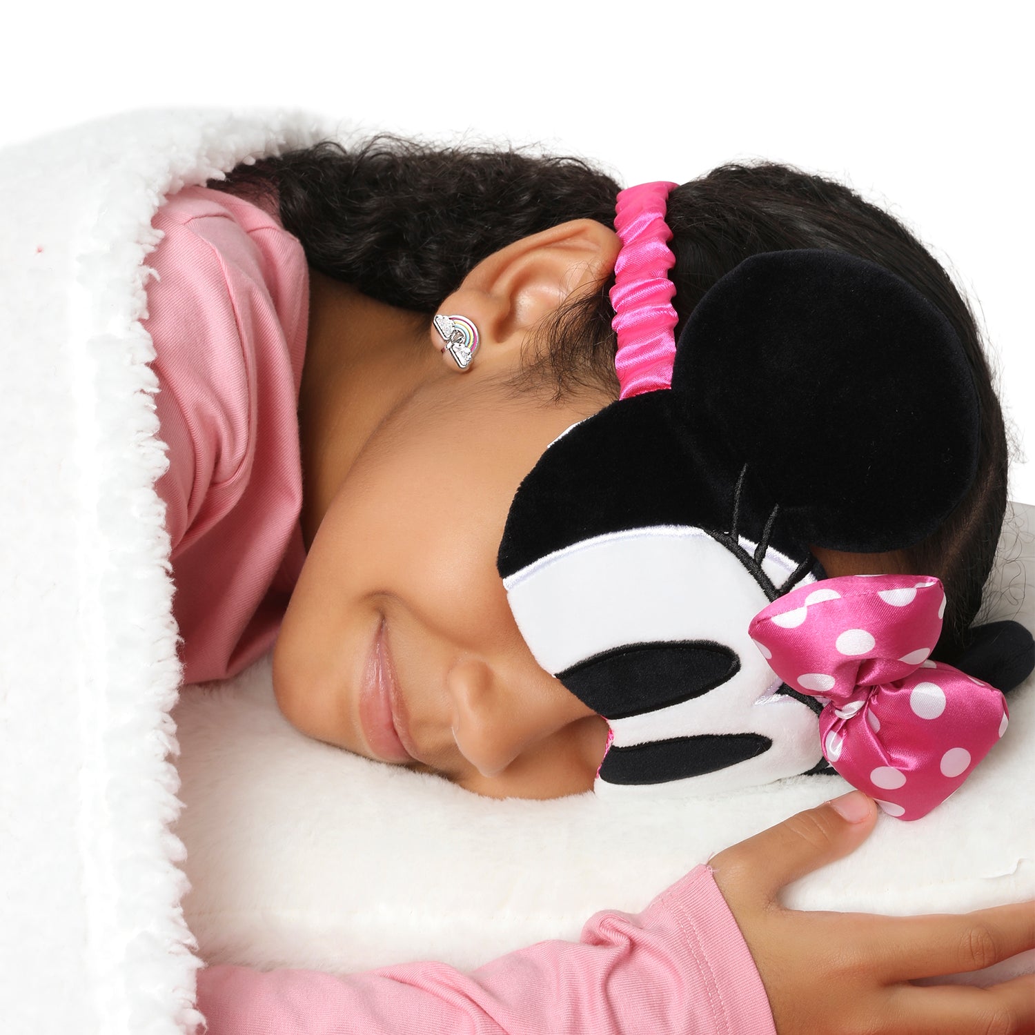 Minnie Mouse Sleep Mask for Official License, Minnie Eye Mask for Sleeping with Ears and 3D Bow