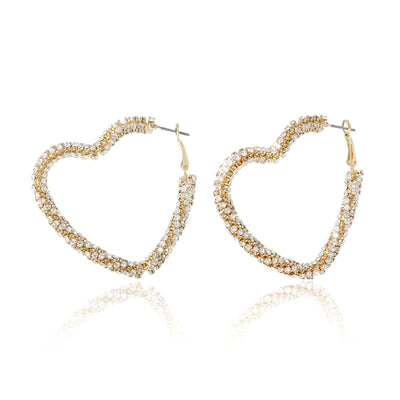 BCBGeneration Crystal Heart Hoop Earrings