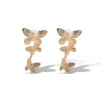 JS Jessica Simpson Cluster Butterfly Drop Earrings in Gold-Tone